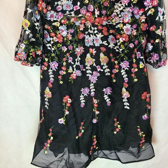 New Mac Duggal 20474 Black Sequin/Embroidered  Embellished A Line Dress (22W) - Picture 9 of 16